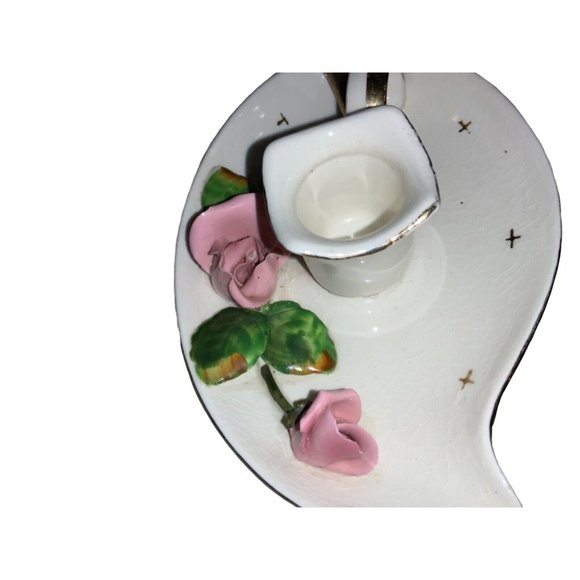 Lefton Christmas Candle stick holder Set of 2 Japan- Pink Rose Vintage - Picture 5 of 9